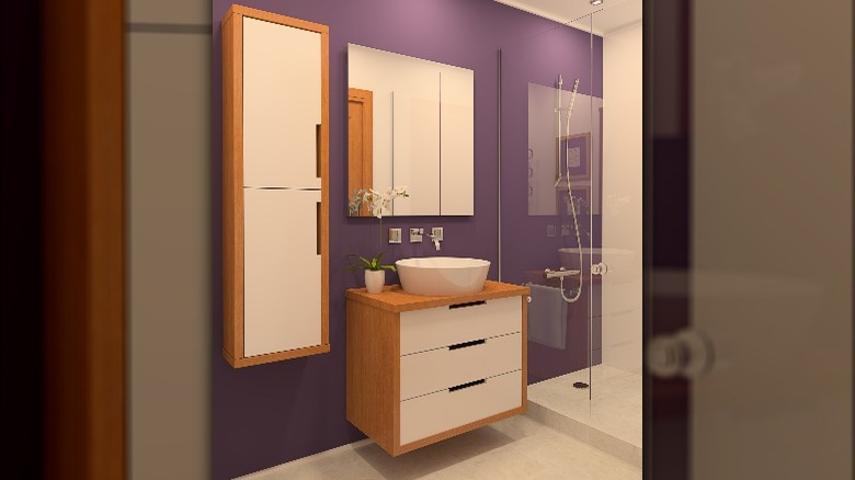 Contemporary style purple bathroom
