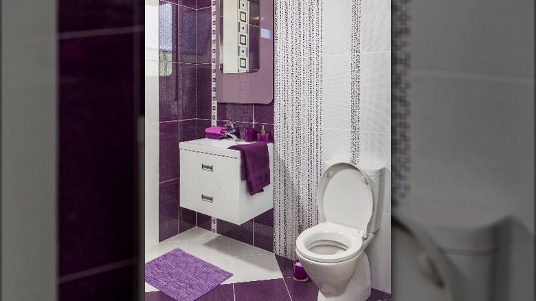 Double purple bathroom tile