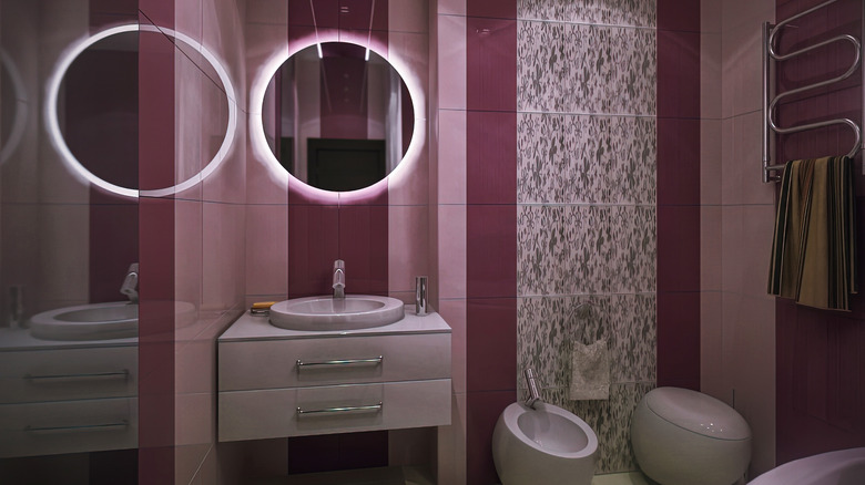 Mauve and purple bathroom