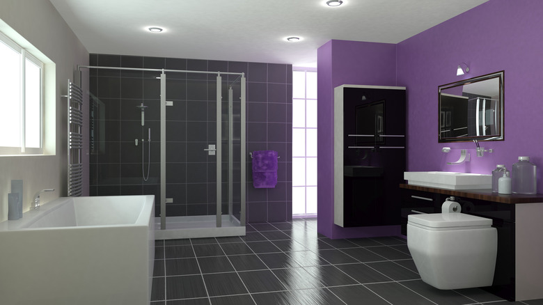 Modern purple and black bathroom