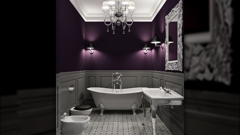Moody purple bathroom