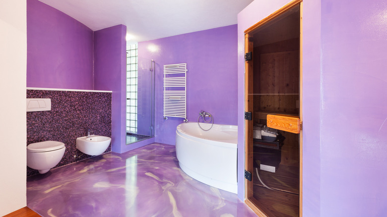 Purple marble floors purple bathroom