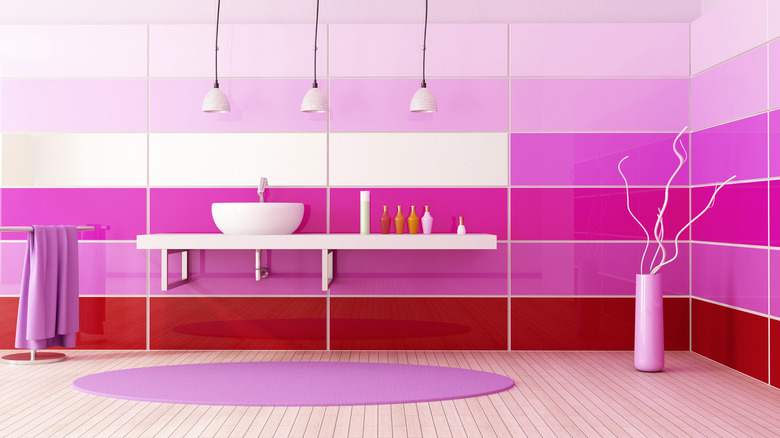 Purple, pink, and red tiles