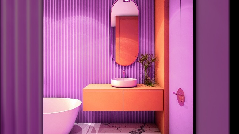 Retro purple and orange bathroom