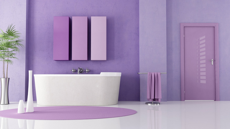 Multiple shades of purple bathroom