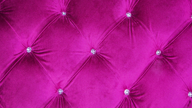 fuschia velvet tufted material