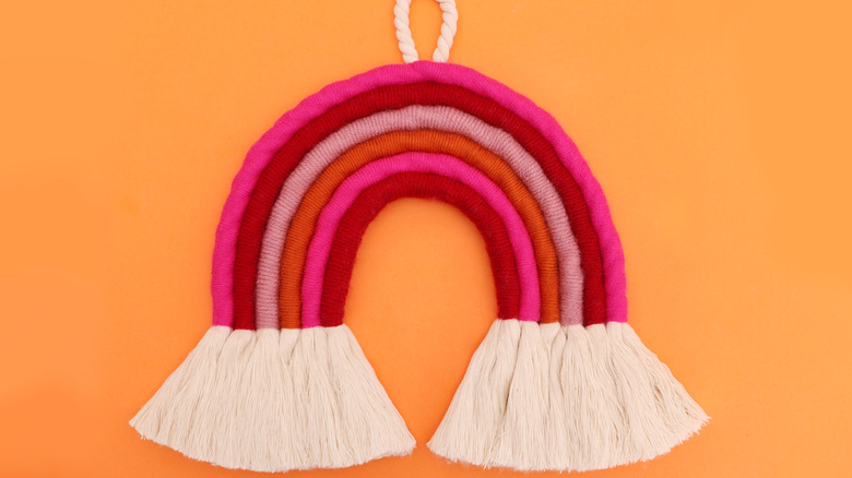 pink and orange rainbow macrame