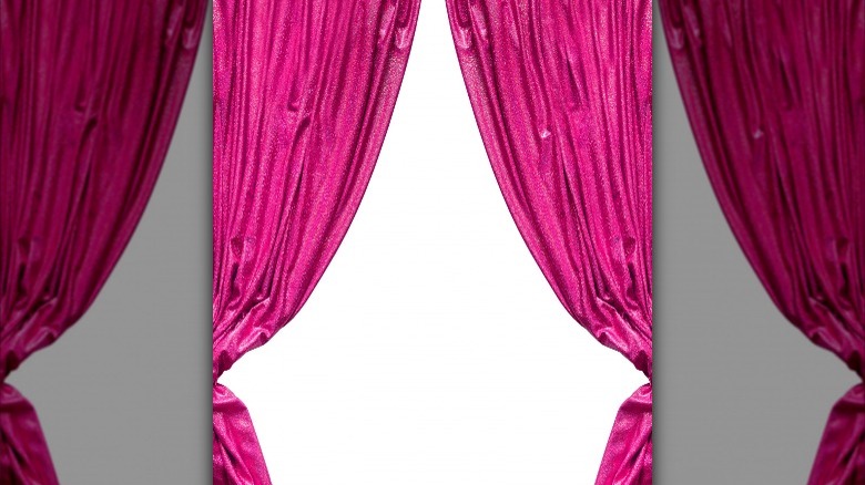 fuchsia curtains on white background