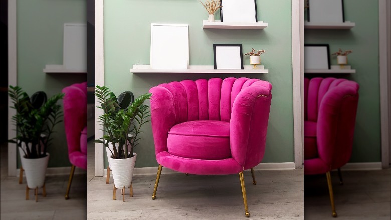 fuchsia and gold accent chair 