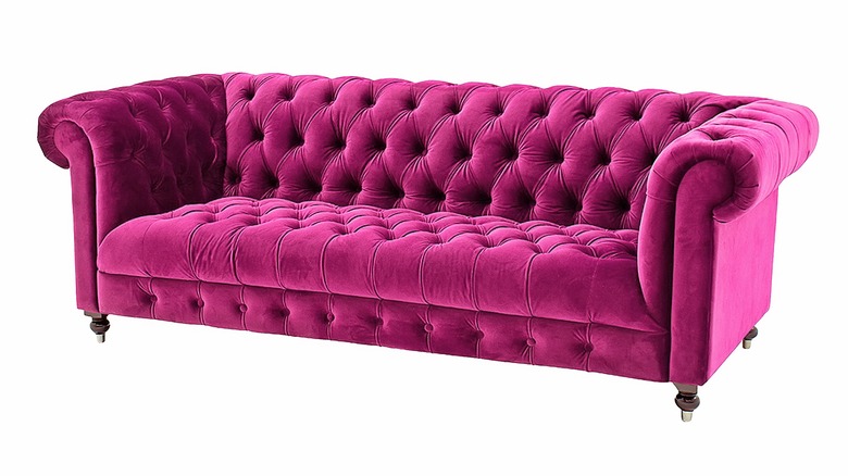 tufted velvet fuchsia couch