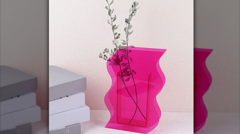 fuchsia vase with wavy sides