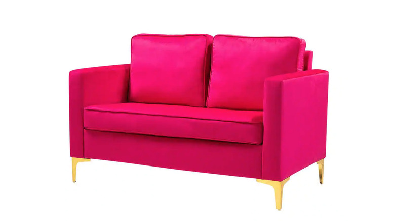 bright fuschia and gold loveseat