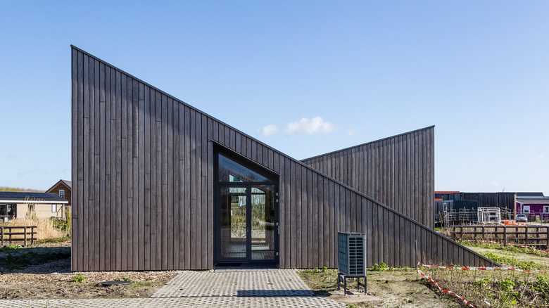 angular cabin with blue sky