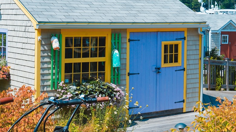 small cabin with barn doors