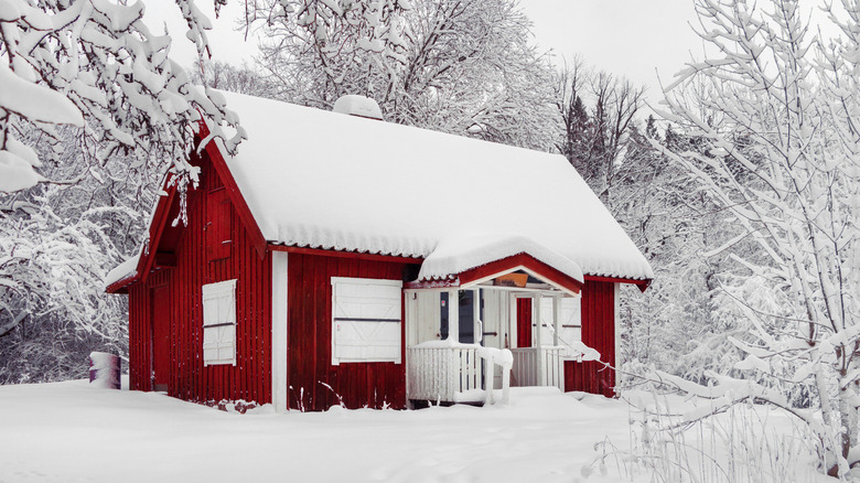 small cabin in Swedish colors