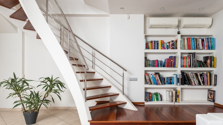 Collection of books, modern stairs