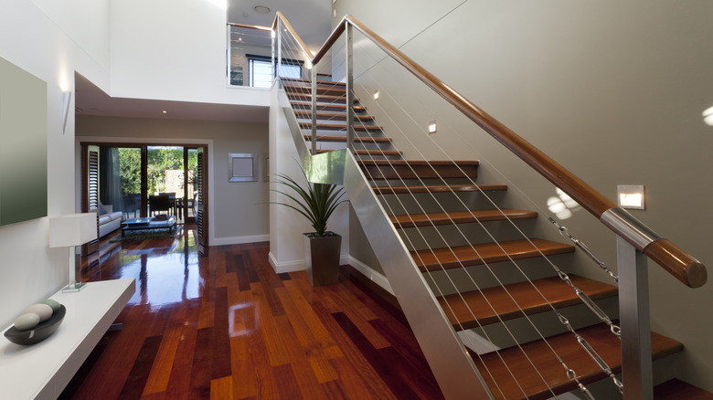 Modern stairs, furniture on laminate 