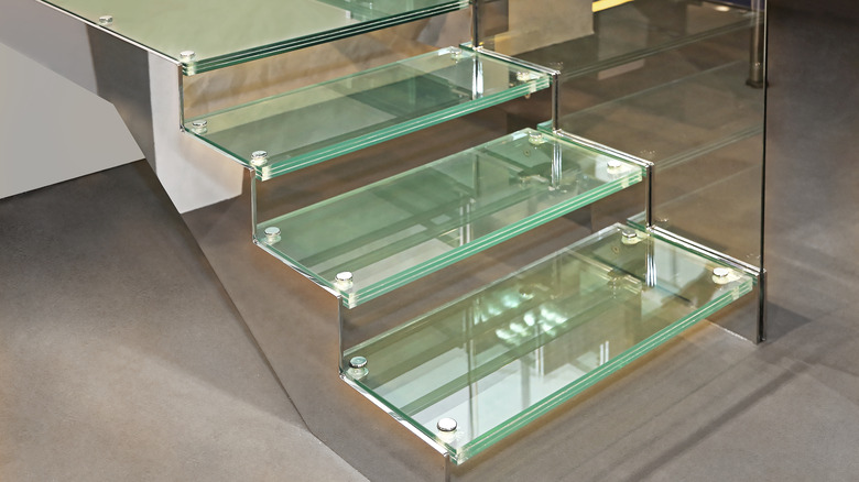 Modern glass staircase