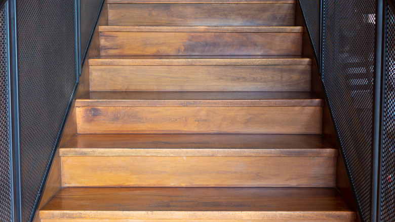 Wooden stairway, urban style decoration