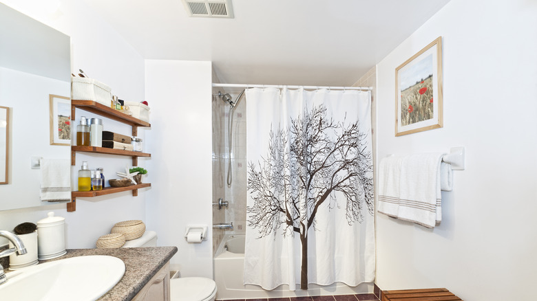 shower curtain with tree print