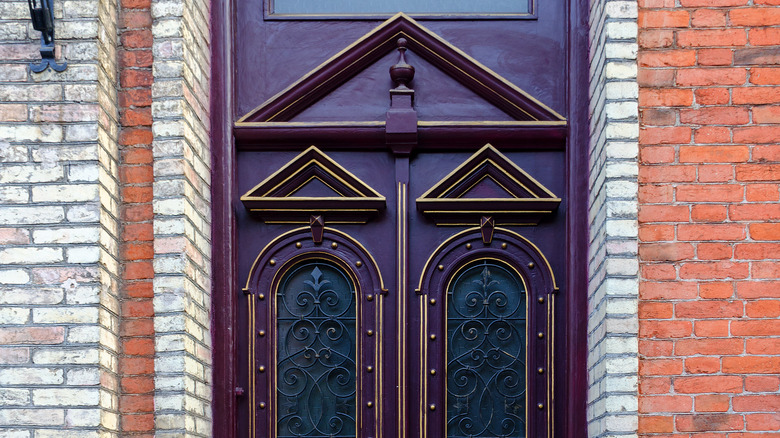 geometric purple door 