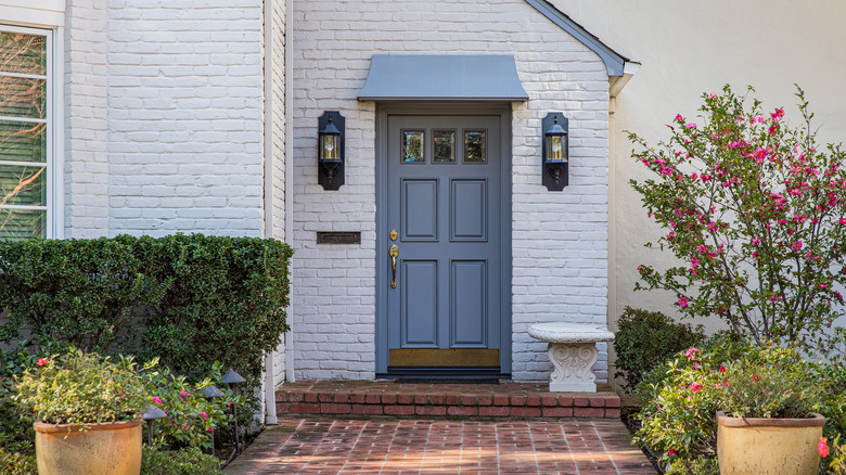 traditional white brick home 