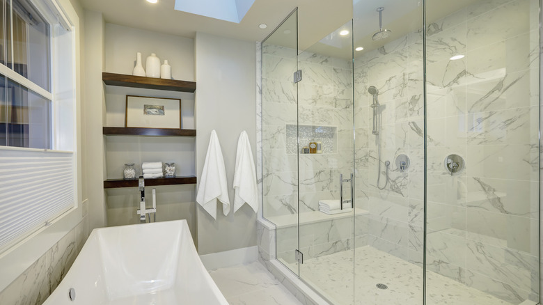 marble shower with seat