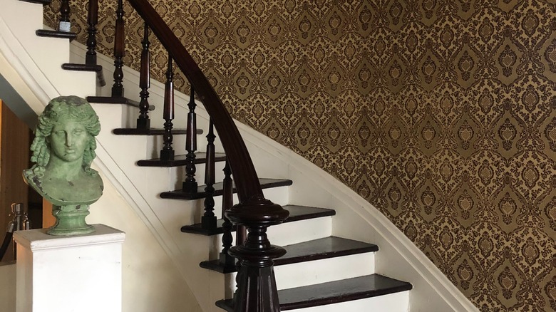 white and brown staircase