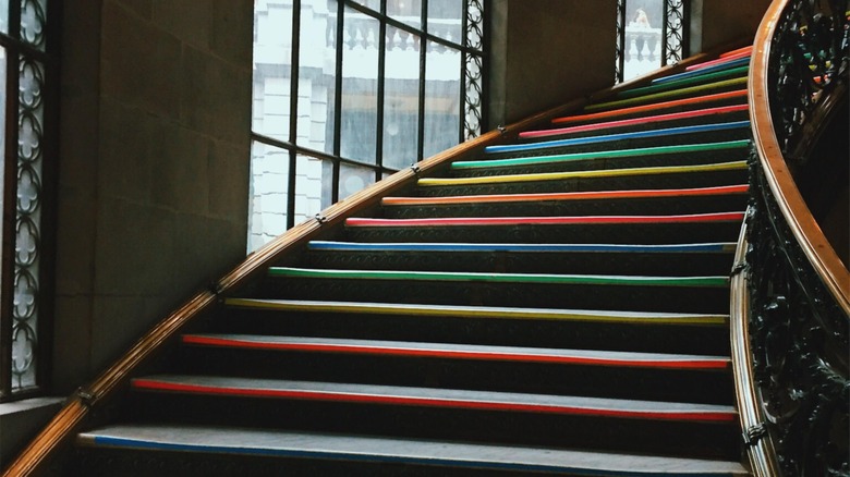 multi-colored striped stairs