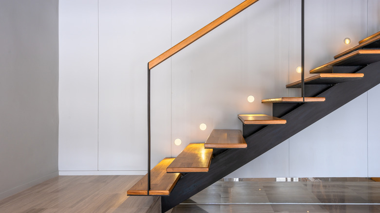 staircase with lighting