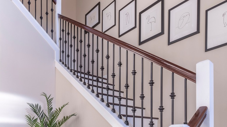 white and brown stairs