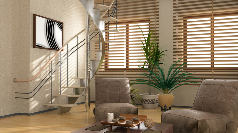 Large wooden window blinds