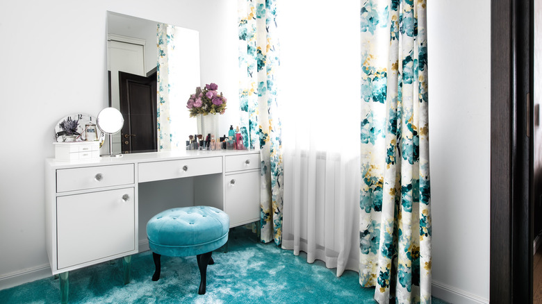 Long retro floral curtains