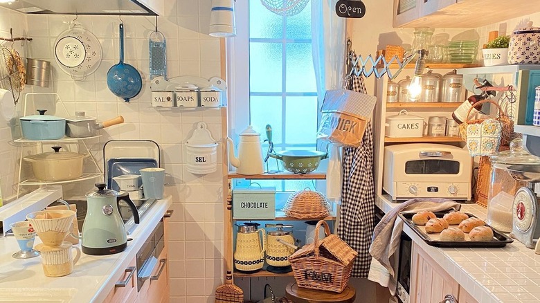 cluttered shabby chic kitchen