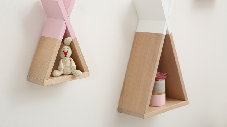 wooden mounted wigwam shelves