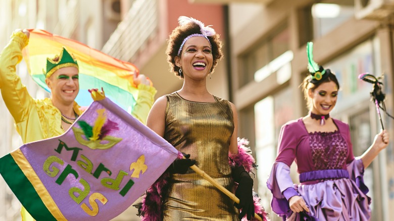 people celebrating Mardi Gras