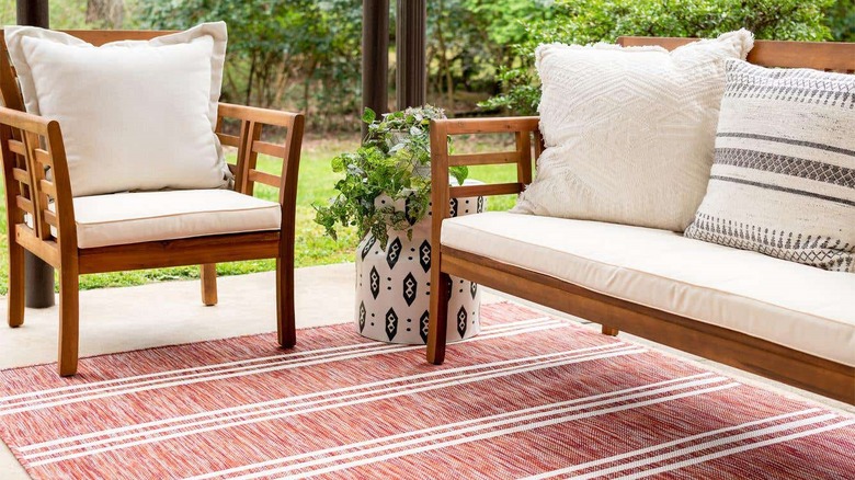 red striped outdoor rug