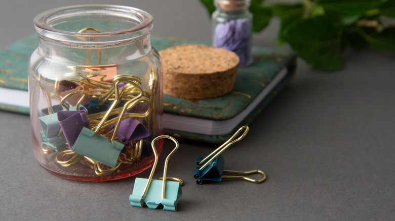 Binder clips in a jar