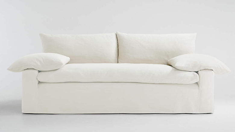 white slipcovered sofa