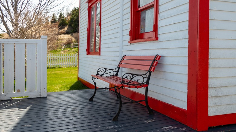 house with red trim