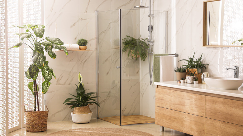 modern bathroom with plants