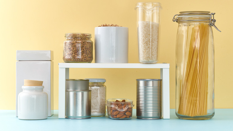 kitchen pantry with yellow wall