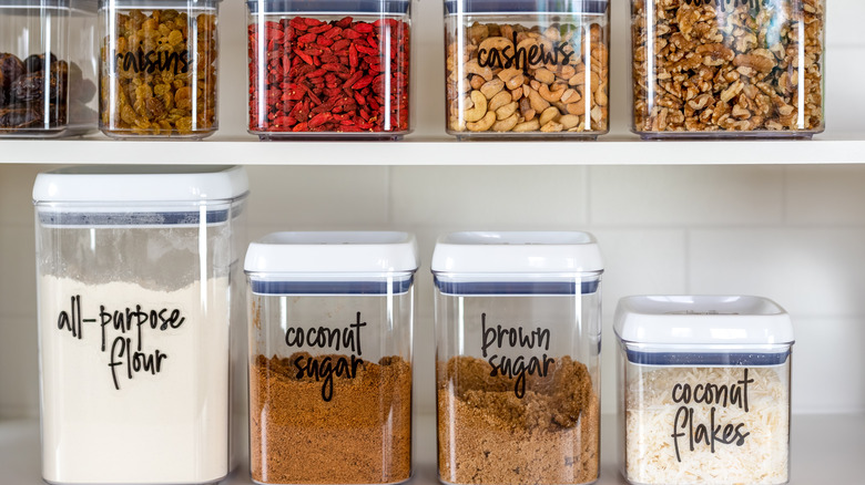 pantry glass jars with labels