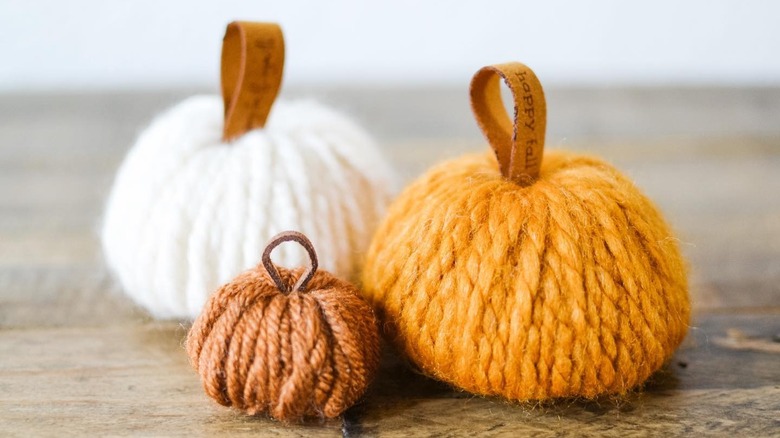 Knitted mini pumpkins