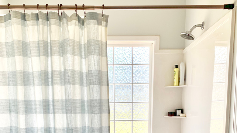 Light linen shower curtain