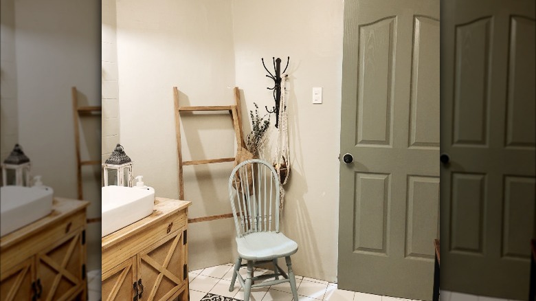 sage green bathroom door 