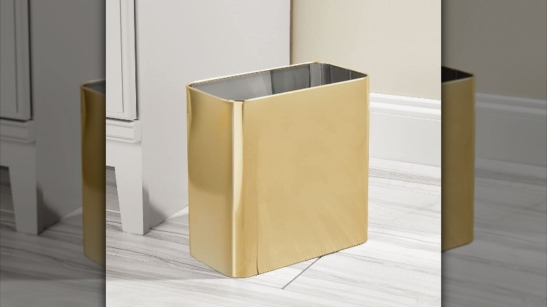 Gold wastebasket