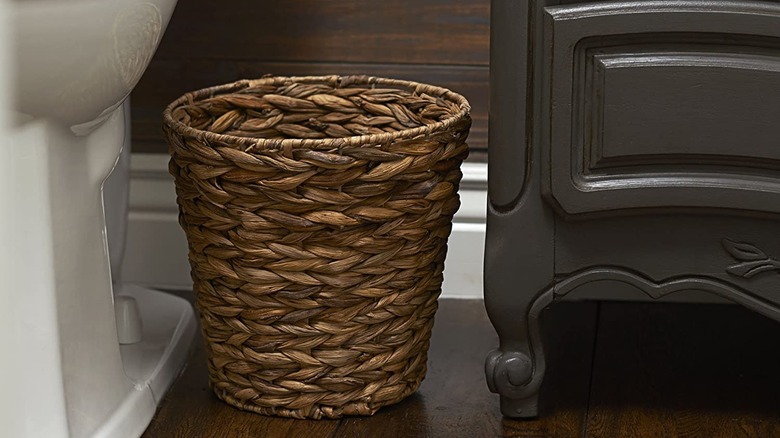 Wicker wastebasket