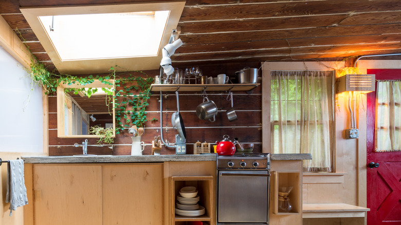 bright kitchen with skylight