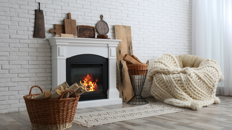 Rustic living room with fireplace